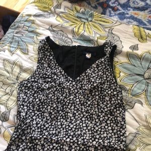 Black Shift Dress with White and Grey Flowers